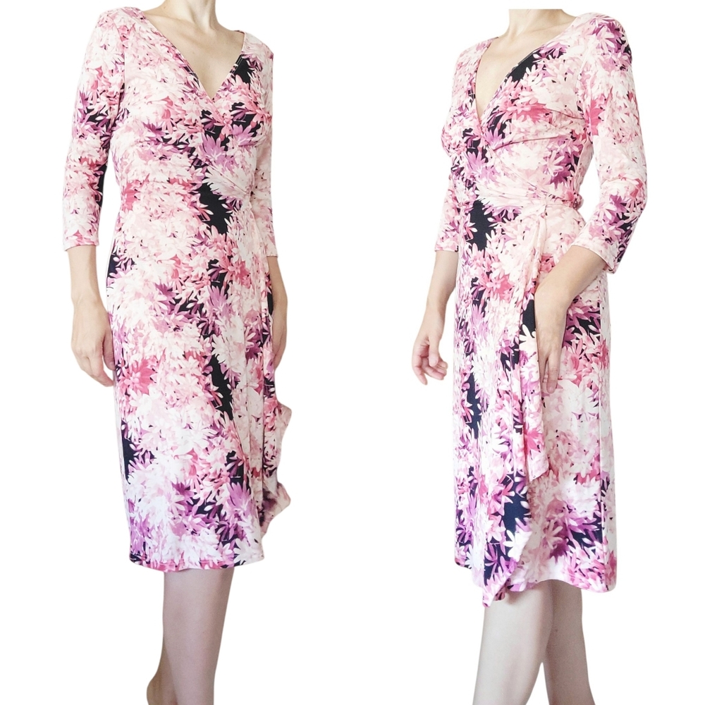BCBG Wrap Dress Floral Print  Sz.L